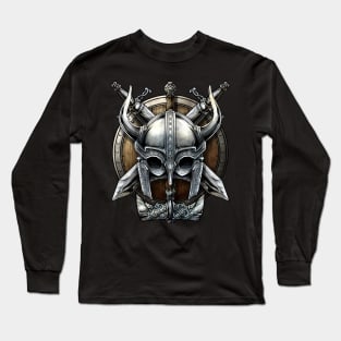 Viking Norse Mythology Viking Helmet Sword And Shield Long Sleeve T-Shirt